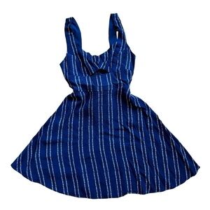 Lulus Sedona Navy Blue Print Dress A-Line Flowy Summer Women’s Small Cutout